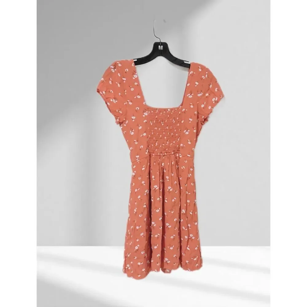 Abercrombie & Fitch peach coral floral mini dress in size Small Petite